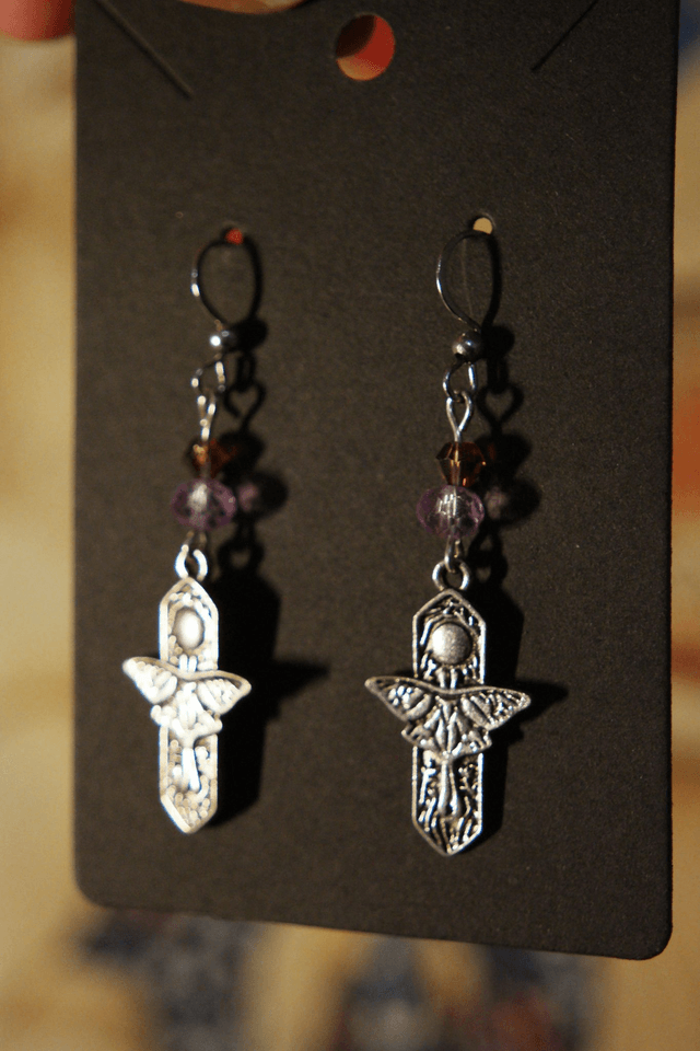Boucles d'oreilles lune et papillon de nuit