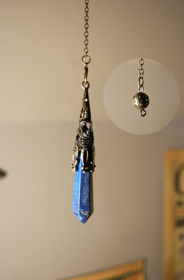 Pendule divinatoire pointe améthyste/lapis lazuli/oeil de tigre