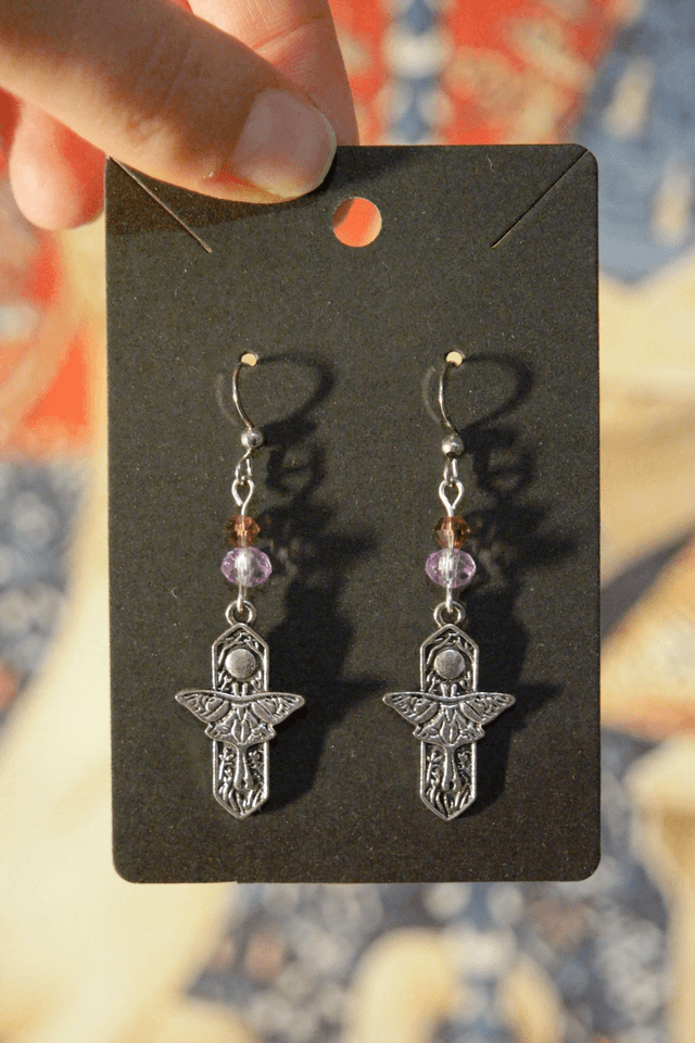 Boucles d'oreilles lune et papillon de nuit