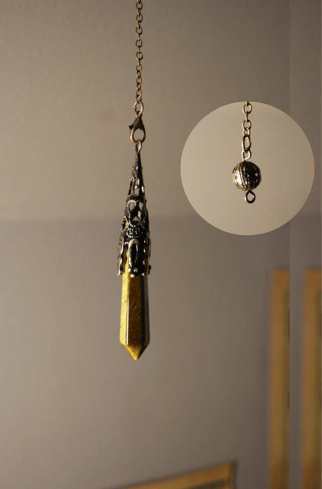 Pendule divinatoire pointe améthyste/lapis lazuli/oeil de tigre