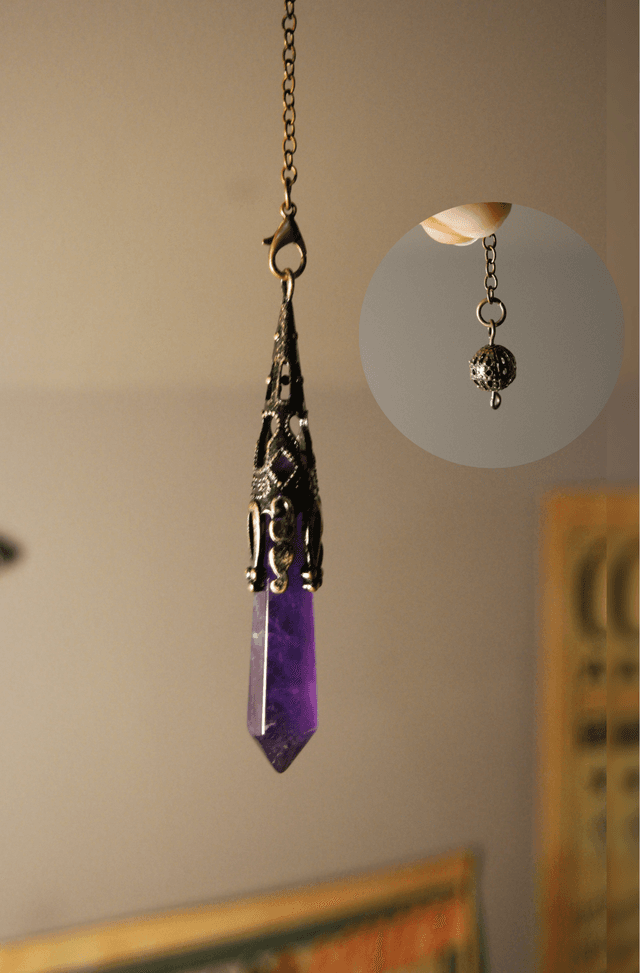 Pendule divinatoire pointe améthyste/lapis lazuli/oeil de tigre